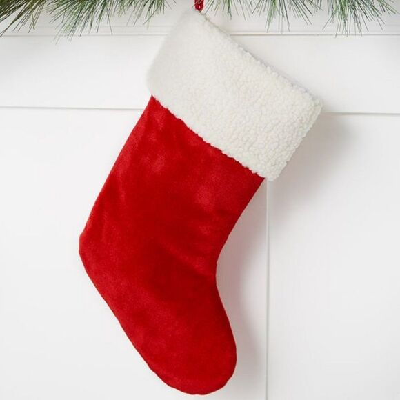 Holiday Lane Fleece-Cuffed Velvet Stocking - Picture 1 of 1